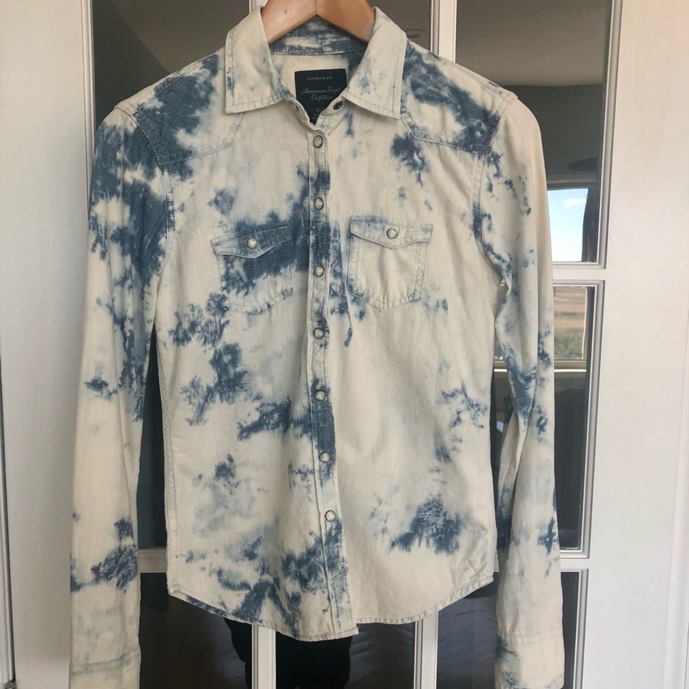 AEO Tie Dye Western Button Up Shirt “Favorite Fit”